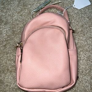 AR New York Pink Faux Leather Women's Mini Backpack
